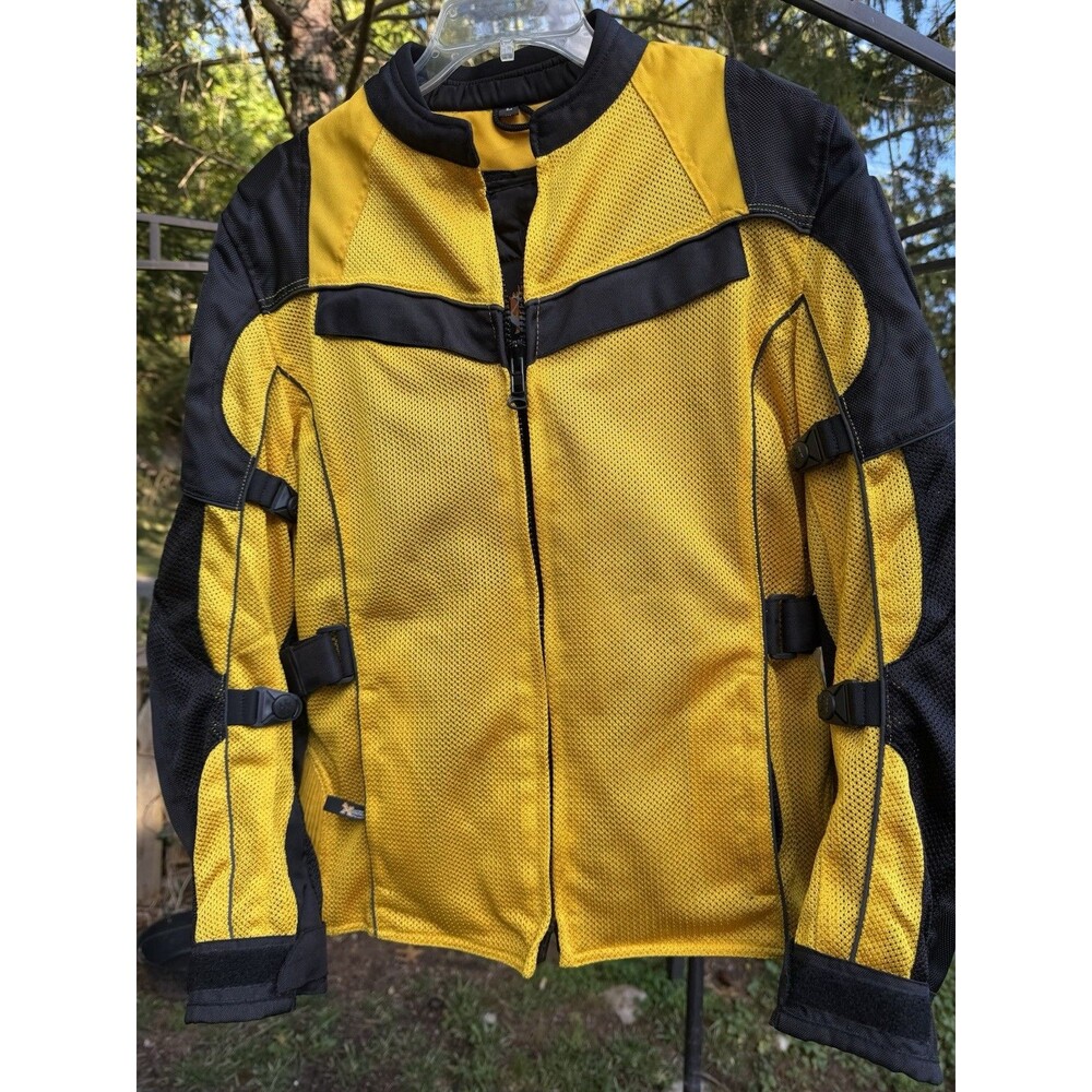 Xelement Motorcycle Riding Jacket Men’s L Yellow Black Mesh Zip Out Liner